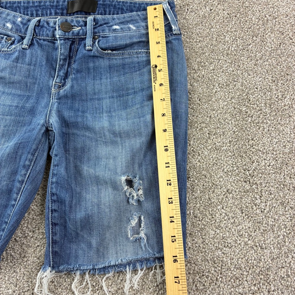 Vince Denim Bermuda Shorts Women 26 Blue Distressed Raw Hem Mid Rise Jean Cutoff - Picture 5 of 10